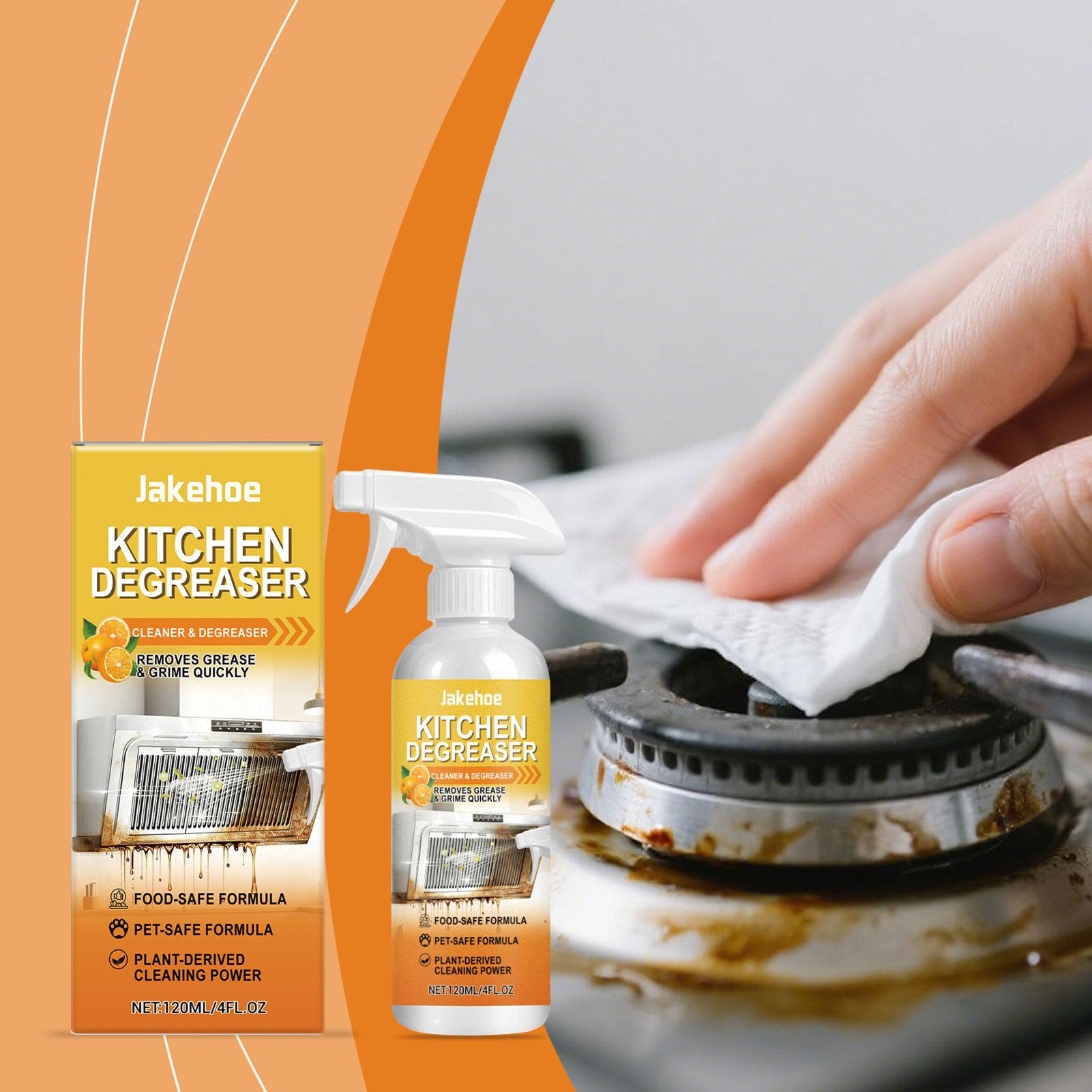 Commercial Kitchen Grease Cleaner - 120ml Multi-Purpose Cleaner,Kitchen Degreaser Spray,All-Purpose Oven