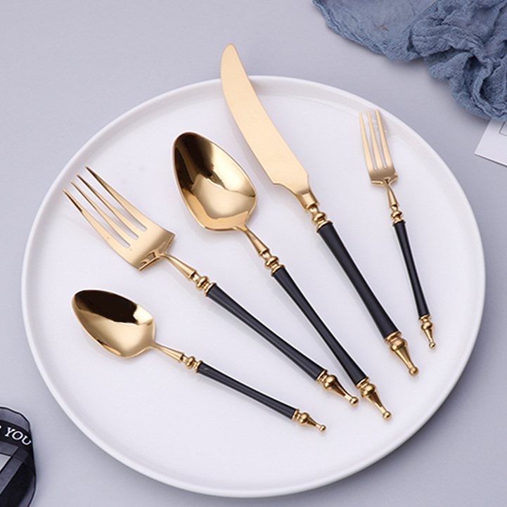 Commercial Kitchen Knife Set - Luxury Western Gold Dinnerware Set Stainless