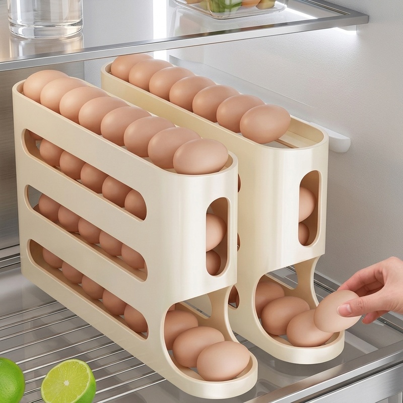 Commercial Kitchen Swing Door - 4-Layer Slide Egg Storage Box, Automatic
