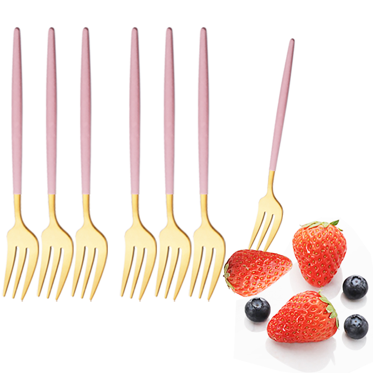 6Pcs Pink Gold Dinnerware Set  - огляд і ціна Commercial Kitchen Knife Set