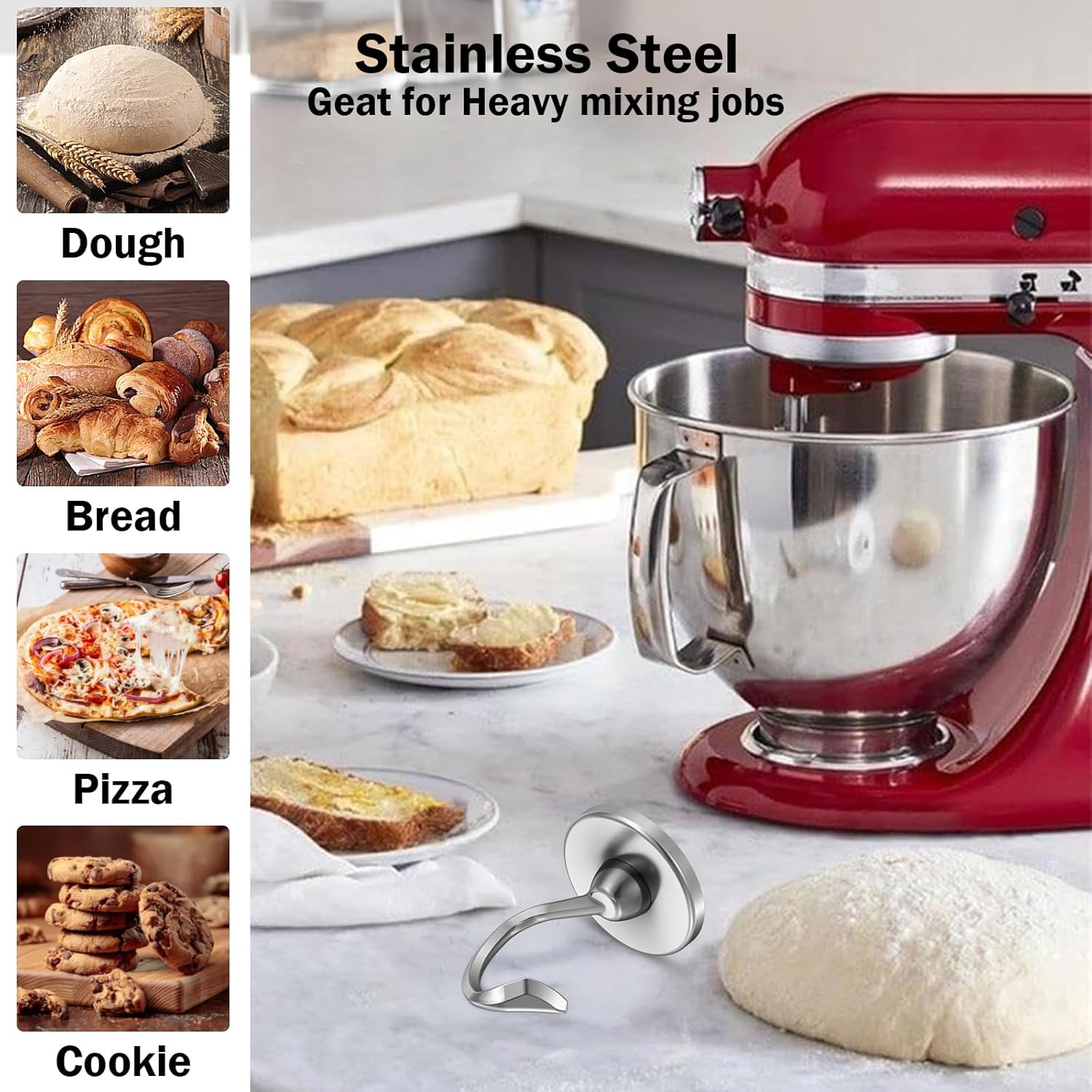Stainless Steel Dough Hook Wit - огляд і ціна Commercial Kitchen Aid Mixer